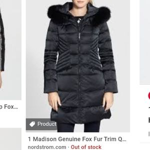 1 MADISON genuine fox trim quilted down coat M